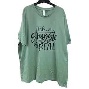 New Hand Printed Womens 3XL The Struggle Is Real Short Sleeve PolyCotton T-Shirt